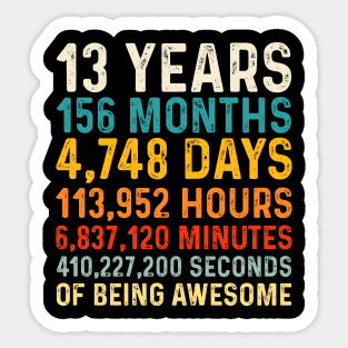 13 Years old of Being Awesome, 13th Birthday Gift Vintage Sticker